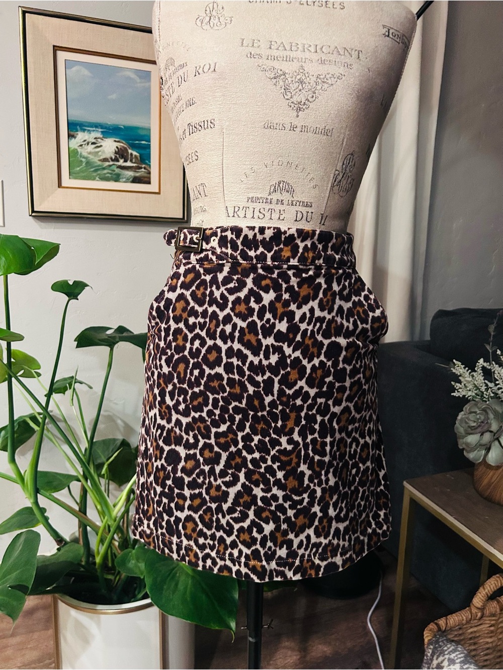J.Crew Buckle Mini Skirt in Leopard Corduroy.
